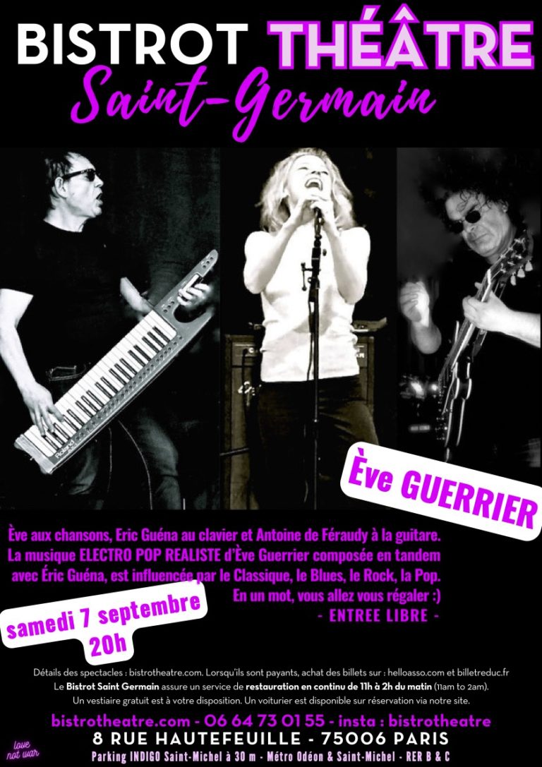 Bistrot Théâtre Saint-Germain - Concert Ève Guerrier - Samedi 7 septembre, 20h