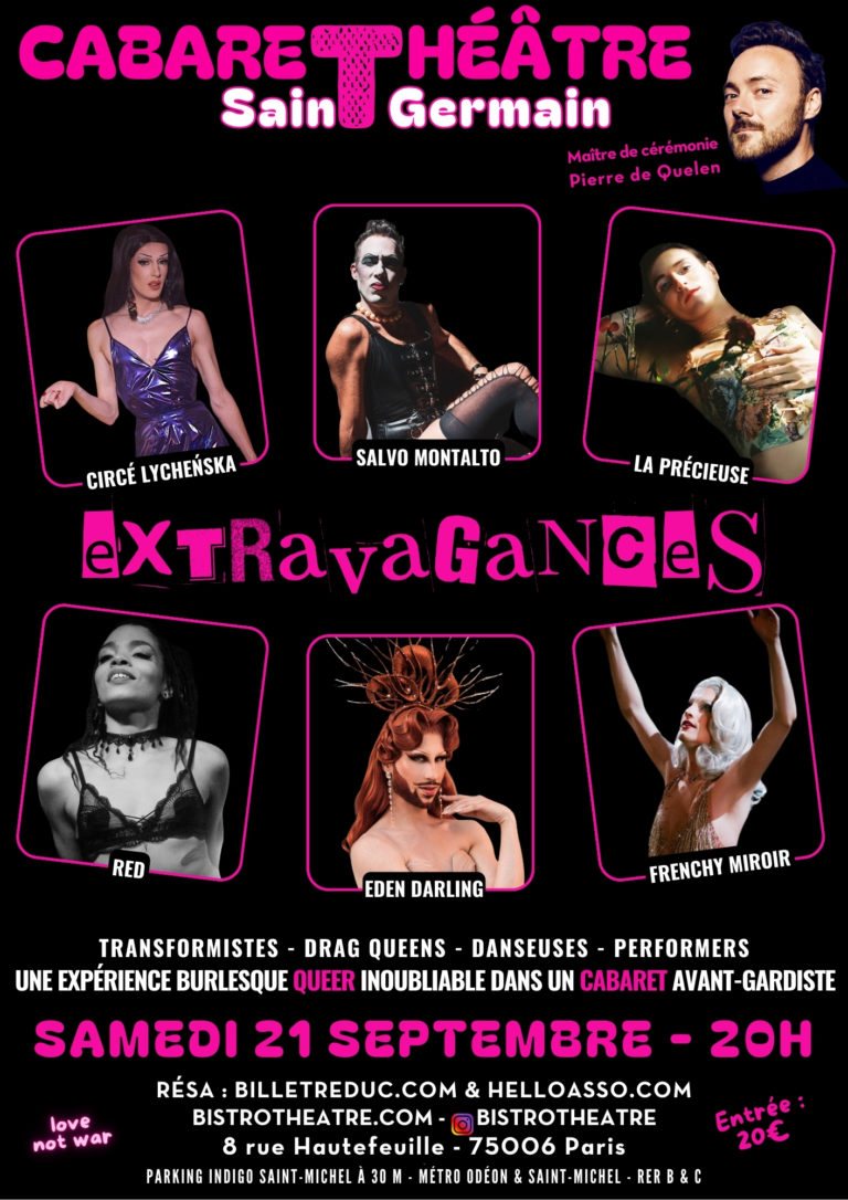 "Extravagances" Cabaret burlesque : 21 septembre 2024. Tarif 15 €